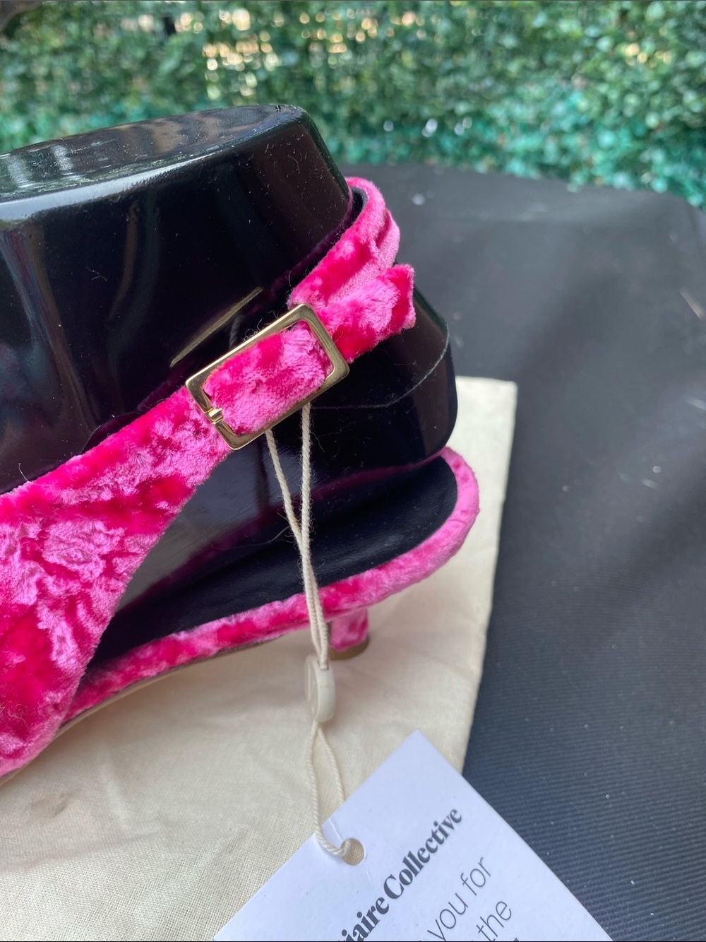 Tibi V Fuchsia Crushed Velvet kitten heel sz37/7 - Picture 3 of 5
